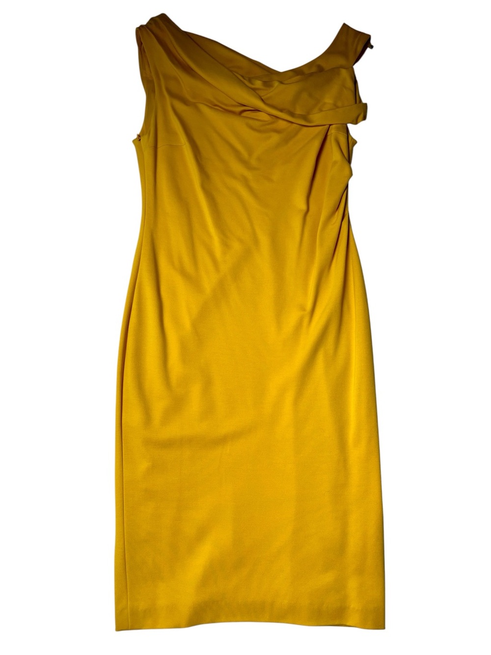 Escada Vintage Mirabelle Bodycon Midi Dress Asymmetric Neck Size 40 Excellent Co
